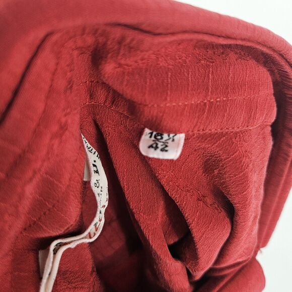 Pancaldi & B Mens‎ 16.5 42 Shirt 100% Silk Red Button Up Long Sleeve Made Italy - Picture 11 of 13